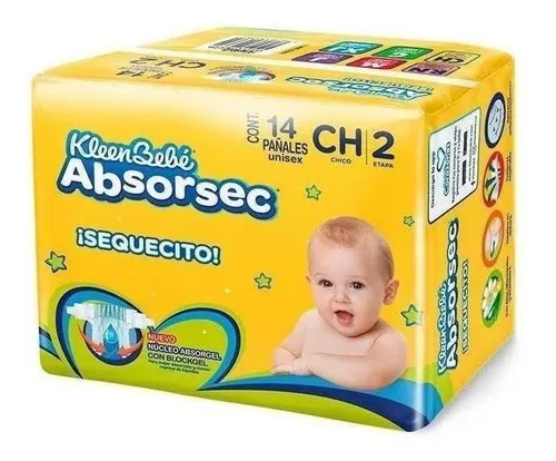 Kleen Bebé Absorsec Talla 2 14 pañales